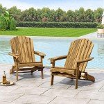Acacia Wood Folding Adirondack Chairs - Set of 2