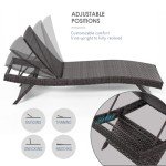 Set of 2 Outdoor Wicker Chaise Lounge Chairs