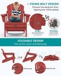 SERWALL Weather-Resistant Folding Adirondack Chair - Red