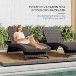 Set of 2 Outdoor Wicker Chaise Lounge Chairs