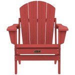 SERWALL Weather-Resistant Folding Adirondack Chair - Red