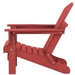 SERWALL Weather-Resistant Folding Adirondack Chair - Red