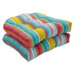 Multicolored Stripe Tufted Outdoor Seat Cushions - 2 Count