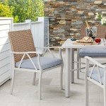 5-Piece Outdoor Wicker Dining Set with Umbrella Hole