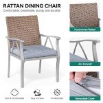 5-Piece Outdoor Wicker Dining Set with Umbrella Hole