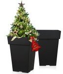 20" Black Set of 2 Tall Planters