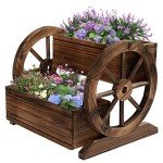 Wooden Garden Wagon Planter with Wheels
