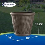 Suncast Willow 18” Decorative Wicker Planter Pots (4 Pack)