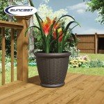 Suncast Willow 18” Decorative Wicker Planter Pots (4 Pack)