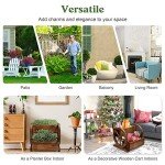 Wooden Garden Wagon Planter with Wheels