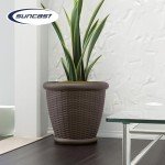 Suncast Willow 18” Decorative Wicker Planter Pots (4 Pack)