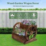 Wooden Garden Wagon Planter with Wheels