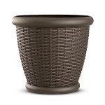 Suncast Willow 18” Decorative Wicker Planter Pots (4 Pack)
