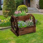 Wooden Garden Wagon Planter with Wheels