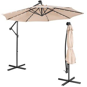 10 ft Solar LED Cantilever Umbrella with Tilt