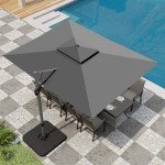 PHI VILLA 9'x12' Outdoor Cantilever Umbrella - Grey