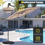 10 ft Solar LED Cantilever Umbrella with Tilt