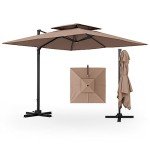 Tangkula 9.5 FT Cantilever Patio Umbrella - Tan