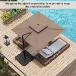 Tangkula 9.5 FT Cantilever Patio Umbrella - Tan