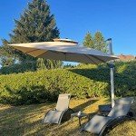 Beige 10ft Square Cantilever Patio Umbrella
