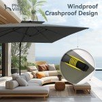 PHI VILLA 9'x12' Outdoor Cantilever Umbrella - Grey