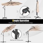 10 ft Solar LED Cantilever Umbrella with Tilt