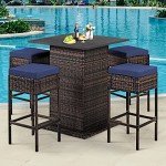 Tangkula 5-Piece Rattan Patio Bar Set