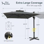 PHI VILLA 9'x12' Outdoor Cantilever Umbrella - Grey