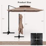 Tangkula 9.5 FT Cantilever Patio Umbrella - Tan