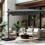 PHI VILLA 9'x12' Outdoor Cantilever Umbrella - Grey
