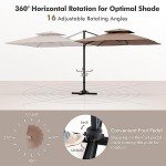 Tangkula 9.5 FT Cantilever Patio Umbrella - Tan