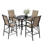 5-Piece Outdoor Patio Bar Table and Stools Set