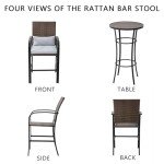 Orweiin Patio Bar Table Set for 2