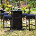 Tangkula 5-Piece Rattan Patio Bar Set