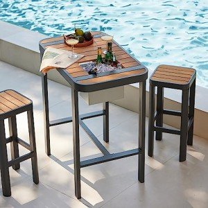East Oak 3-Piece Outdoor Bar Set - Dark Grey