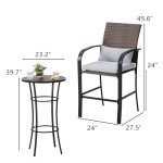 Orweiin Patio Bar Table Set for 2