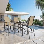 5-Piece Outdoor Patio Bar Table and Stools Set