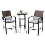Orweiin Patio Bar Table Set for 2