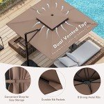 Tangkula 9.5 FT Cantilever Patio Umbrella - Tan