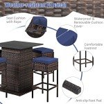Tangkula 5-Piece Rattan Patio Bar Set