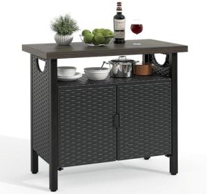 YITAHOME Outdoor Storage Cabinet and Bar Table