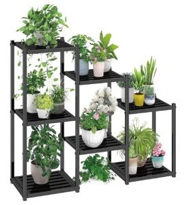 Heavy-Duty Metal 7-Tier Plant Stand, Black