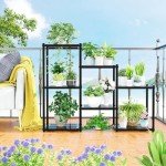 Heavy-Duty Metal 7-Tier Plant Stand, Black