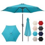 7.5ft Sky Blue Patio Umbrella with Tilt & Crank