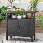 YITAHOME Outdoor Storage Cabinet and Bar Table