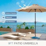 DUMOS 9FT Outdoor Patio Umbrella with Tilt & Crank
