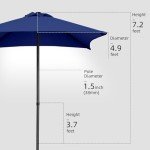 Navy Blue 4.9 ft Patio Umbrella with UV Protection