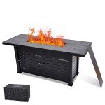 57 Inch Propane Fire Pit Table with Cover