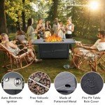 57 Inch Propane Fire Pit Table with Cover