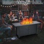 57 Inch Propane Fire Pit Table with Cover